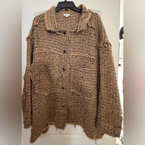 POL Tan and Black Textured Jacket